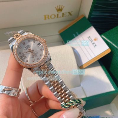 High Replica Rolex Datejust  Watch Grey Face 2-Tone Yellow Gold  strap Diamonds Bezel  31mm